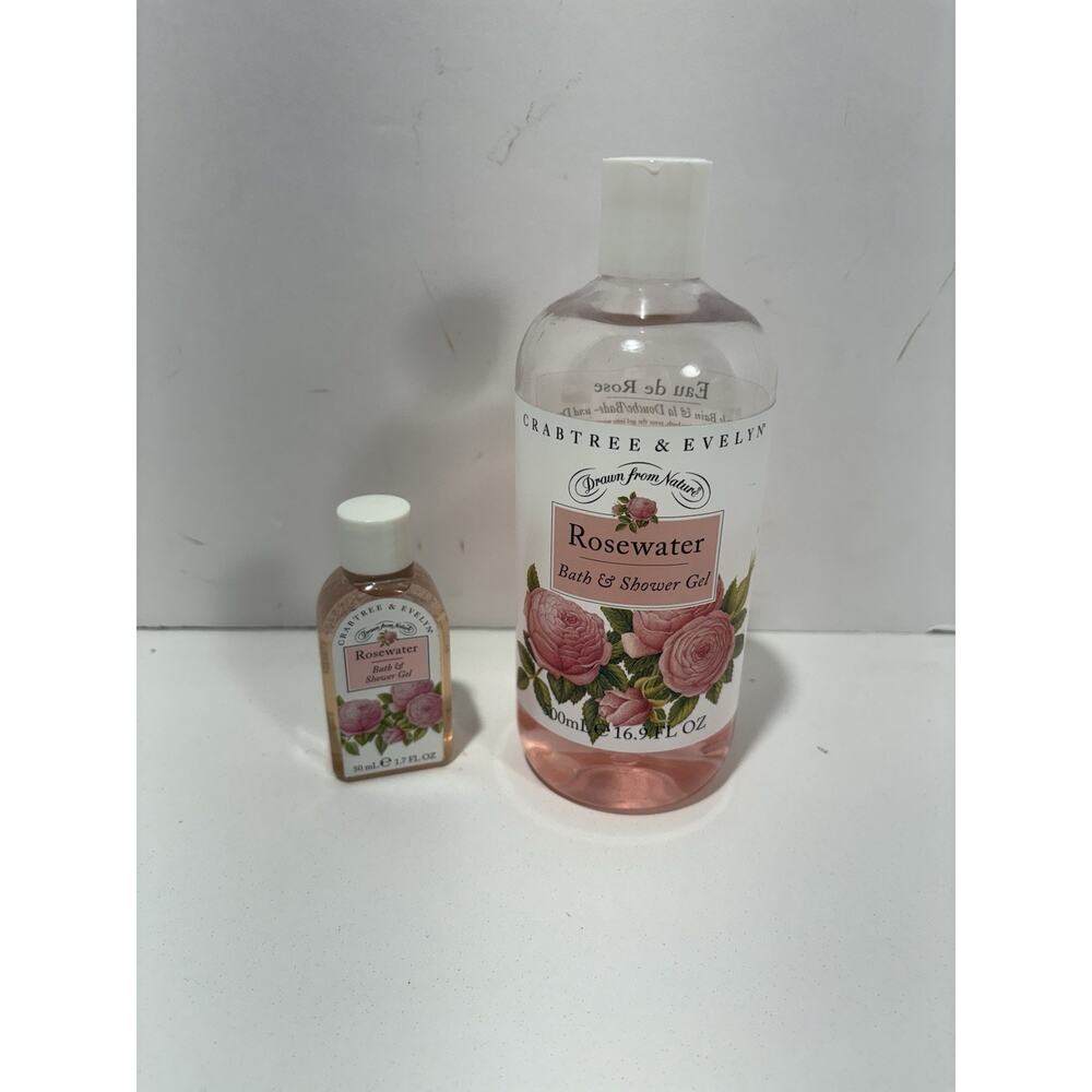 Crabtree & Evelyn Bath and Shower Gel Rosewater Set Of 2 ( 1 Travel Sz See Pics